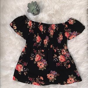 Floral off the shoulder top.